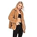Womens Faux Shearling Jacket, Casual Lapel Fleece Fuzzy Jacket Shaggy Oversized Jacket Fashion Cardigan Coat (Camel,3XL)