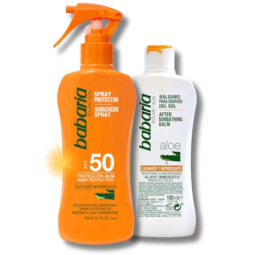 Babaria - Pack Protector Solar 50 + After sun | sunscreen spf 50 | crema solar 50 para este verano | crema solar corporal 50 en Spray | Protección Sola