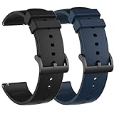 LIANCGJUE 2 Pack Waterproof Bands Compatible with Amazfit Bip 3 Pro Watch Band, Soft Silicone Replacement Band for Amazfit Active/Gts 4 Mini/Gtr Mini/Bip 3 Smartwatch (Black/Navy Blue)