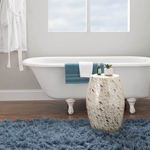 Linon Home Decor Products Josie Fish Capiz Cream and Green Drum Table - Image 2