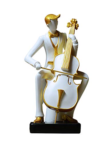Amoy-Art Musica Statua Musicista Figurina Scultura Decorazione per Casa Regali per Pianoforte Violoncello Fatti a Mano Souvenirs Vernice Sicura per Bambini Confezione Regalo Polyresin 21.5cmH