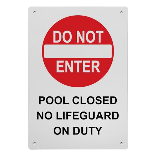 Pool Closed No Lifeguard On Duty Sign, 8.5 x 11 in