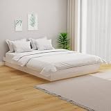 Gecheer Cama de Madera Maciza King Size Blanco - Diseño Rústico y Robusta - 204x153,5x21 cm Modelo DSXLYKLYD-819913ES