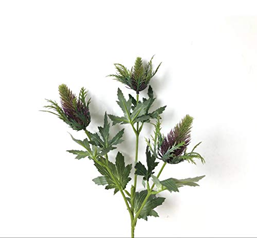 Allinlove 4 Bundles Artificial Thistle Spray Eryngo Fake Eryngium Sea Holly Flowers Bouquet Wedding Home Shop Office Restaurant Party Decor Table Centerpiece Flowers Arrangement (Purle Green) #TOP6