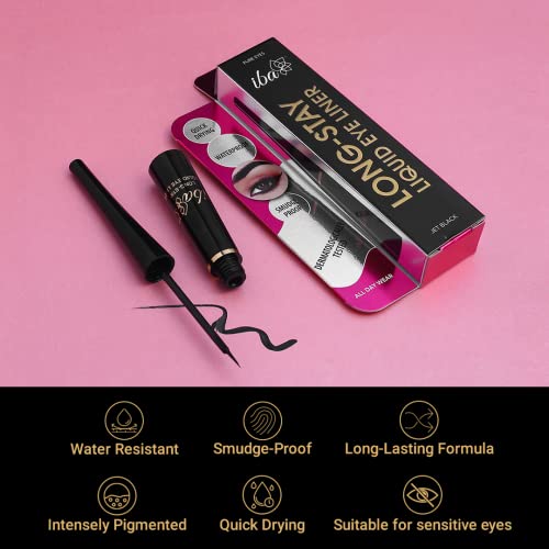 Image of Iba Long Stay Liquid Eyeliner & All Day Kohl Kajal daily Eye Makeup Combo (Black) - Matte Finish | One Stroke Application | Quick Drying | 24Hr Long Lasting | Waterproof & Smudge Proof