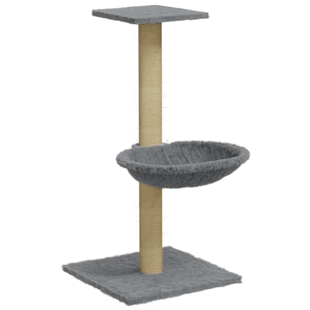 Árbol rascador con cueva y hamaca, 74 cm | Torre de escalada compacta para el salón con un acogedor hueco para tumbarse y una robusta placa de suelo de madera.