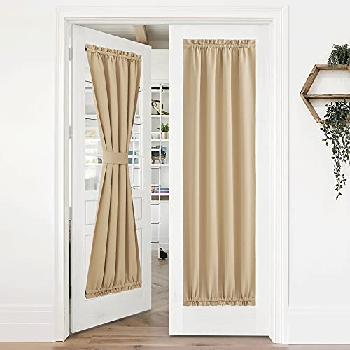 NICETOWN Room Darkening Curtains Panel - Entryway Decor Thermal Privacy Door Draperies for Glass/Front Door Blind, 36" Width x 72" Length, Biscotti Beige, One Panel Biscotti Beige 36"W x 72"