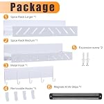 Magnetic Spice Rack for Refrigerator,4 Pack Metal Magnetic Shelf White with Hooks,Magnetic Knife Rack & 4 Hooks,Heavy Duty Space Saving Storage for Spices,Hollowed-out - Image 3
