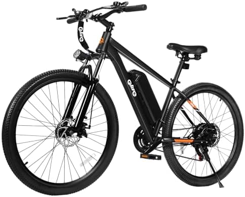 Qlife Racer Electric Bike for Adults - 21-Speed Mountain Lightweight Ebike with Peak 1000W 20+MPH Brushless Motor, 375Wh Removable Battery, 26X2.1 Tire Step Over E-MTB, Up to 40 Miles,Black