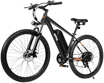 Qlife Racer Electric Bike for Adults - 21-Speed Mountain Lightweight Ebike with Peak 750W 22MPH Brushless Motor, 375Wh Removable Battery, 26X2.1 Tire Step Over E-MTB, Up to 40 Miles,Black