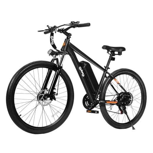 Qlife Racer Electric Bike for Adults - 21-Speed Mountain Lightweight Ebike with Peak 1000W 20+MPH Brushless Motor, 375Wh Removable Battery, 26X2.1 Tire Step Over E-MTB, Up to 40 Miles,Black