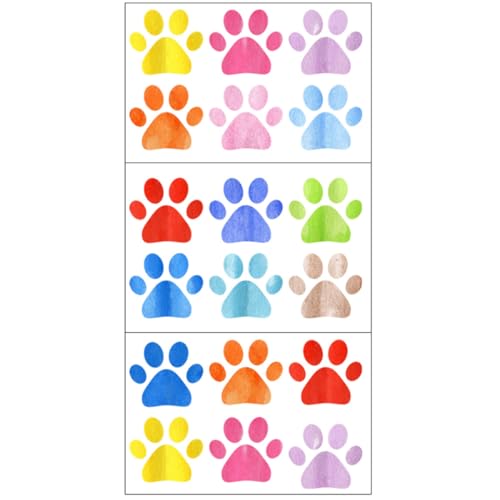 Set de vinilos decorativos huellas de perro coloridas 3 hojas 30x20 cm