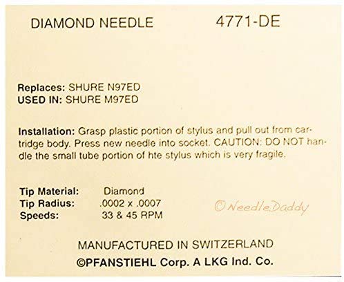 Plattenspieler Stylus für Shure N97ED N-97ED Shure M97ED M97 N97 N105E 778-DE 4771-DE
