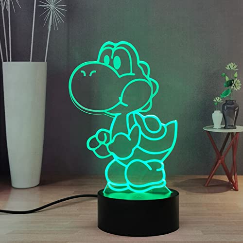 Yoshi Veilleuse 3D, manga 16 couleurs Décor de lampe de table de bureau, Télécommande Smart Touch Chambre pour Enfants, adolescents, Anniversaire Noël Lumière Cover