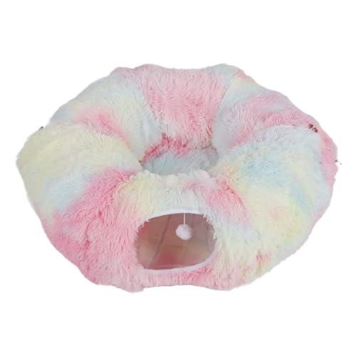 Cama de Túnel para Gato Soft Confortável Colorido Com Pingente de Bola para Playground Interno para