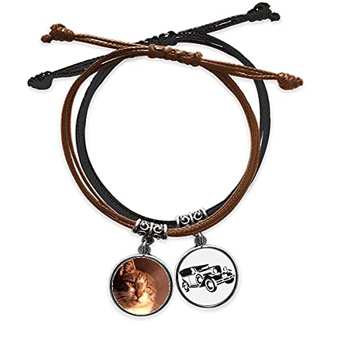 Bracelet chat en cuir et corde ajustable résistant à l'usure quotidienne