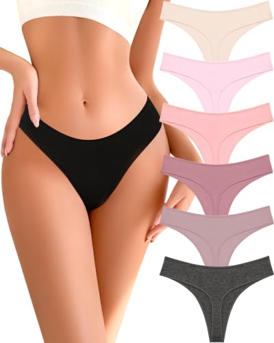 Image of READY TO LOVE Cotton Underwear Women 6 Pack Sexy Breathable Thongs Panties