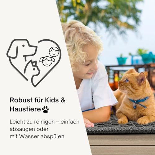the carpet Mistra - Moderner In- und Outdoor Teppich, perfekt für das Wohnzimmer, Schlafzimmer oder die Terrasse, Wetterfest, langlebig und pflegeleicht, Anthrazit, 120 x 170 cm