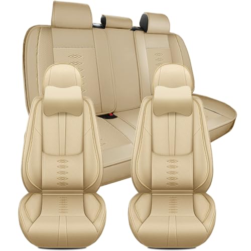 Image of Car Seat Covers for Toyota Camry 2012-2025 2026,Waterproof Leather Seat Covers 5-Seats Luxury,Car Interior Accessories with Airbag,Car Seat Protectors for Camry(Beige)