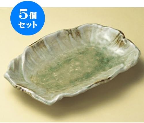 5個セット 長角皿(特大) 砂ビードロ10号変形皿(萬古焼) [32×22×5.5cm] 料亭 旅館 和食器 飲食店 業務用