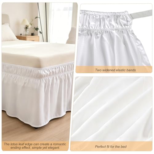 elthmpr Bettrock mit Rüschen Betthusse 140x200 - Elastische Bettwäsche mit Gummiband, Bett Wrap Ruffle Bett Rock Weiß Solid Bed Skirt für 40 cm Hohes Bett