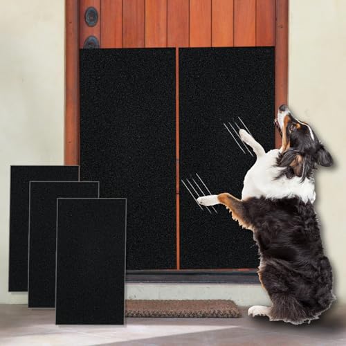Dog door scratch protector,Dog nail file board, door protector for dog scratching,self-Adhesive Instead of Emery Paper ,pet Scratch Areas,Substitute for Dog Nail Clippers, (10 inch * 12.5 feet,Black)