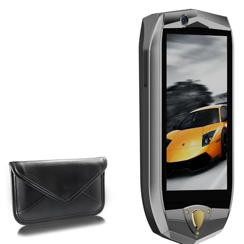 BoxWave Case Compatible with Oukitel K16 - Elite Leather Messenger Pouch, Synthetic Leather Cover Case Envelope Design - Jet Black