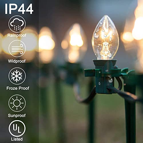 C7 Christmas Lights 25Ft C7 Clear Christmas String Lights With 27 Vintage Incandescent Bulbs (E12 Base, 5W) Indoor/Outdoor Hanging Lights Patio Lights Backyard Porch Balcony Party Christmas Decor #TOP1