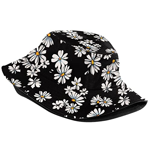 Image of Trendy Daisy Flower Bucket Hat Sun Beach Packable Fisherman Cap for Women Men Summer Outdoor Hiking