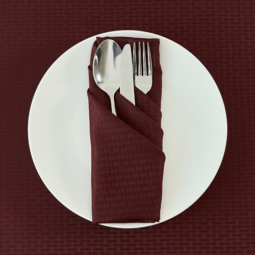 Image of maxmill Cloth Napkins Weaved Texture Pattern Soft Comfortable and Luxury Serviette for Restaurant Family Dinners Weddings Parties and Banquets Set of 4 Pieces, 20 x 20 Inch Burgundy
