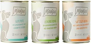 MjAMjAM - premium wet food for dogs - Mixpaket I - chicken & duck, beef, turkey, pack of 6 (6 x 400 g), natural with extra meat