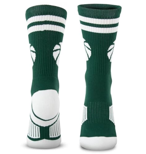 Image of ChalkTalkSPORTS Basketball Socks - Cushioned Mid-Calf Crew - Youth & Adult | Moisture-Wicking Performance Blend, Athletic Basketball Gear, Stay-Up Technology, Arch Support, Breathable, Boys and Men