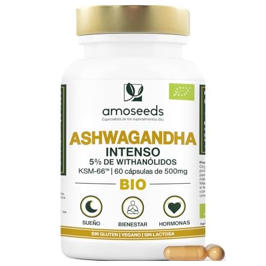 Ashwagandha BIO KSM-66™ | Alta Potencia, 1000mg | 5% withanólidos | Extracto de raíz de Ashwagandha Orgánica | Sueño, Bienestar, Energía | Primera Calidad