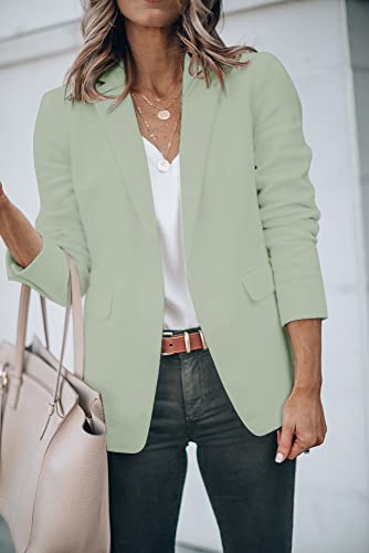 Cicy Bell Womens Casual Blazers Open Front Long Sleeve Work Office Jackets Blazer(Light Green,Medium) #TOP2