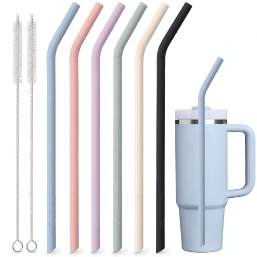ALINK 14 Inch Extra Long Silicone Straws for Tall 40 oz Tumblers, 6 Pack