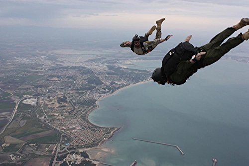 Gifts Delight Laminated 36x24 inches Poster: Skydiving Jump High Altitude Falling Parachuting Military Training High People Parachute Flight Sky Airplane Free Fall
