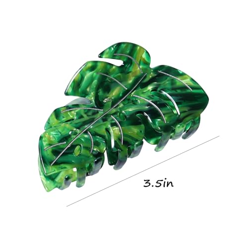 Lsvoz Hair Claw Clip Green Leaf Shape 3.5 Inch Hair Grip Clip French Design Women Girls Spring Hair Accessories Strong Hold For Thick Thin Hair thumb #4