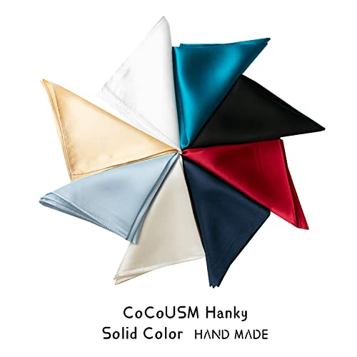 Image of CoCoUSM Mens 100% Pure Silk Pocket Square Solid Color Handkerchiefs Size 30cm