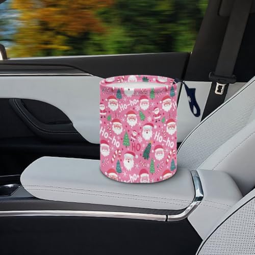 Image of Christmas Santa Claus Tree Car Trash Can Collapsible Hanging Car Trash Bin Cute Universal Car Interior Accessories for Cars SUV Trucks