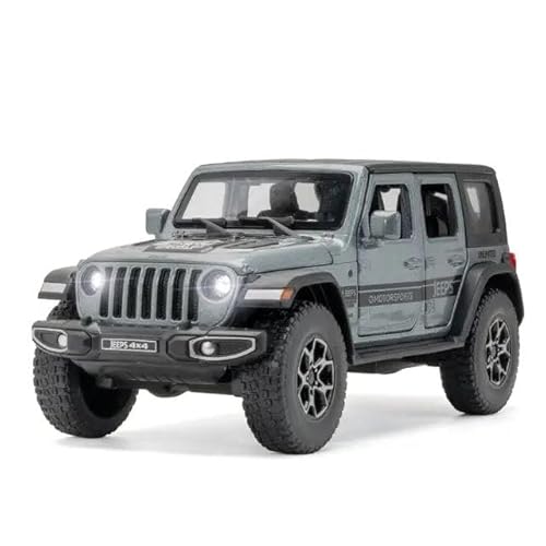 Peeruka 1:32 Scale Wrangler Jeep Toy Car ? Metal Pullback Diecast Car For Kids With Openable Doors, Sound & Light Effects Toy For Car Enthusiasts (Color As Per Available), Grey