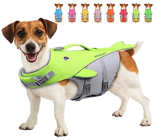 VIVAGLORY Cute Dog Life Vest, Swimming Vest with Handle, Ripstop & Buoyancy for Doggy Puppy, Dog Life Jacket for Swimming & Boating, S, Bright Yellow