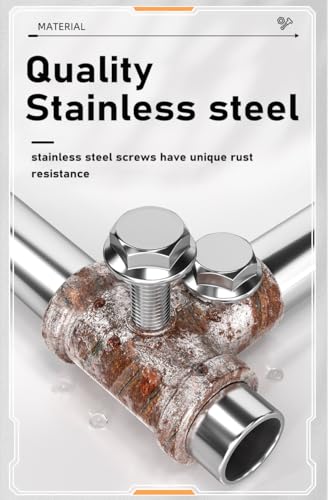 Image of cSeao M12-1.75 x 35mm Flanged Hex Head Bolts Flange Hexagon Screws, Stainless Steel 18-8 (304), Plain Finish, 6 PCS