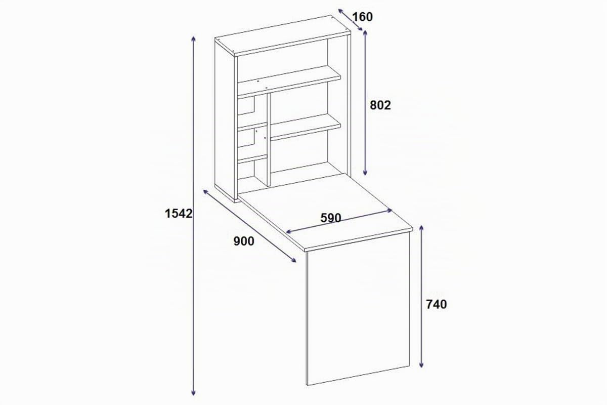 Escritorio de Oficina - Mesa de Trabajo Plegable de Pared Blanco 63x90x154cm