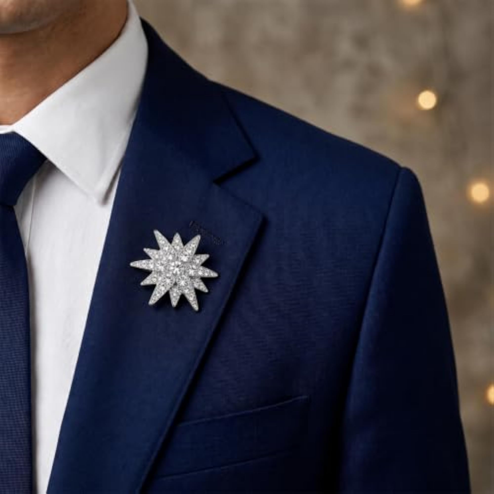 Men's Rhinestone Diamond Star Brooch