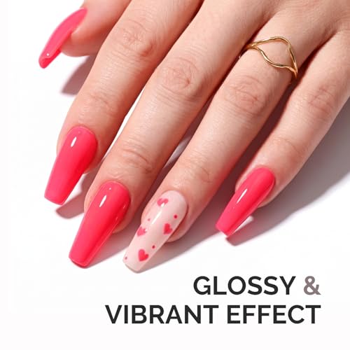 Image of MelodySusie Neon Pink Gel Nail Polish,0.5fl oz Nails Soak Off UV LED Bright Hot Pink Gel Polish Gift for Women Nail Art Manicure Salon DIY Nail Design Decoration at Home-A2632