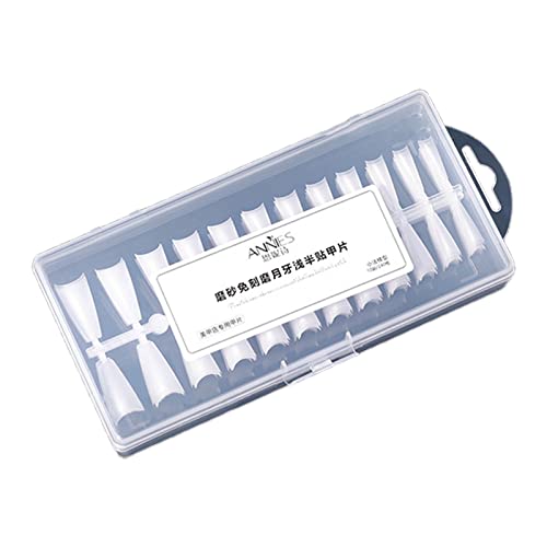 Worparsen Punta de uñas artificiales irrompible esmerilado pequeño trapezoidal media pasta parche de uñas postizas DIY longitud recortable B