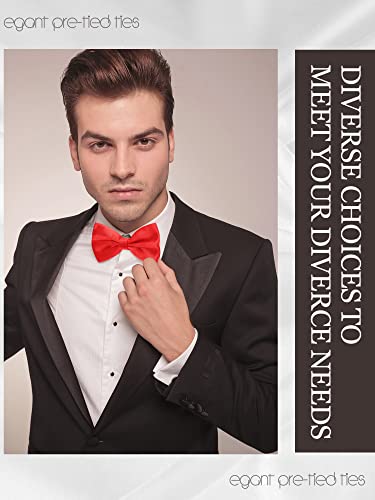 Geyoga 24 Pieces Men's Bow Ties Formal Satin Solid With Adjustable Neck Band Bow Ties For Men (Red) #TOP5