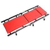 ARCH Faltbarer Werkstatthocker, Mechaniker-Rollbrett Werkstatt Mit Verstärkungsschraube Und Bequemer Kopfstütze Aus Leder, Walzgarage, Shop Auffahrrampe Pkw Für Home Repair Cars