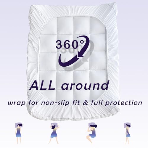 Surmatelas 160x200 cm matelassé pour lit 2 personnes gris - 4