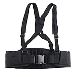 FAMI Tactical Battle Combat Airsoft Padded Equipment Molle Waist Belt with Adjustable Suspenders Free Straps for Patrol Army Training Outdoors Duty - Black